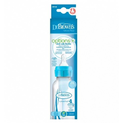 Biberon estandar options dr brown´s natural flow 250 ml pack 2 u color azul - dr brown´s natural flo
