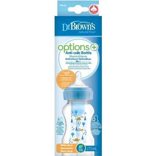 Biberon tetina silicona boca ancha - dr brown´s natural flow options+ (1 unidad 270 ml azul bosque)