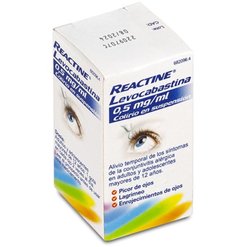 REACTINE LEVOCABASTINA 0,5mg/ml COLIRIO EN SUSPENSION , 1 frasco de 4 ml