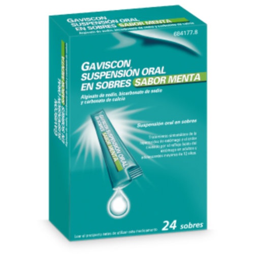 GAVISCON SUSPENSION ORAL EN SOBRES SABOR MENTA, 12 sobres