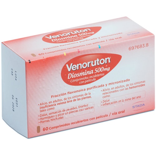 VENORUTON DIOSMINA 500 MG COMPRIMIDOS RECUBIERTOS CON PELICULA, 30 comprimidos
