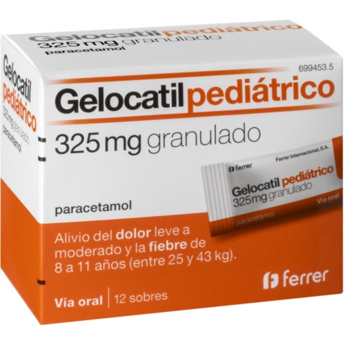 GELOCATIL PEDIATRICO 325 mg granulado , 12 sobres