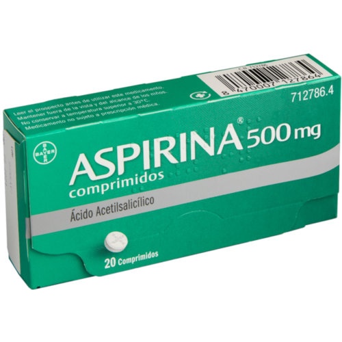 ASPIRINA 500 mg COMPRIMIDOS , 20 comprimidos