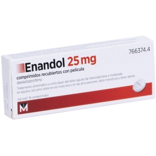 ENANDOL 25 mg COMPRIMIDOS RECUBIERTOS CON PELICULA, 10 comprimidos
