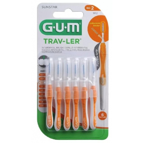 Cepillo interdental viaje - gum 1412 trav-ler (ultrafino 0.9 mm cilindrico 6u)