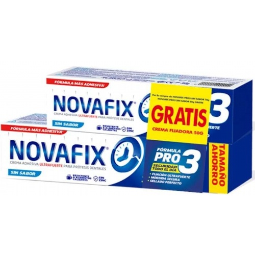 Novafix formula pro 3 (1 tubo sin sabor 70 g + 1 tubo 50 g pack ahorro)