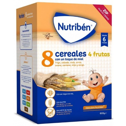 Nutriben 8 cereales y miel 4 frutas (600 g)