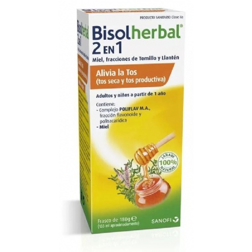 Bisolherbal 2 en 1 miel, fracciones de tomillo y llanten (jarabe 180 g)