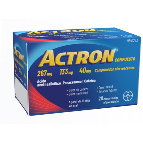 ACTRON COMPUESTO 267 MG/133 MG/40 MG COMPRIMIDOS EFERVESCENTES , 20 comprimidos