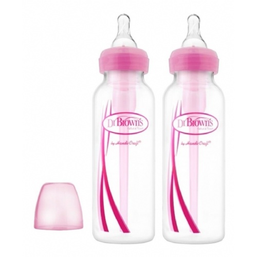 Biberon estandar options dr brown´s natural flow 250 ml pack 2 u color rosa - dr brown´s natural flo