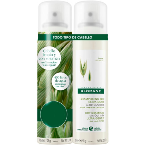 Klorane champu seco extrasuave al extracto de avena  2 envases 150 ml pack duo