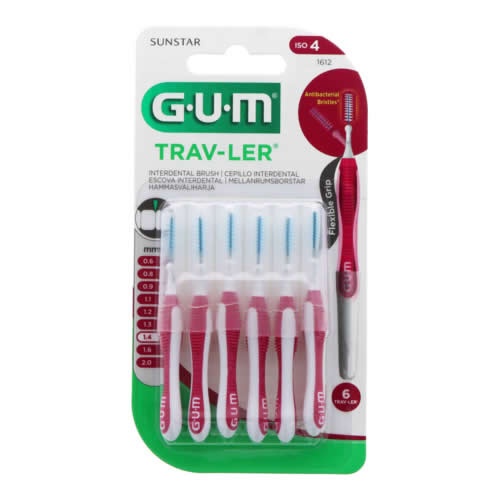 Cepillo interdental viaje - gum 1612 trav-ler (cilindrico 1.4 mm 6 u)