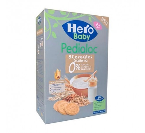 Pedialac papilla 8 cereales con galletas - hero baby (340 g)