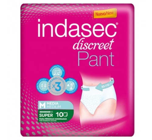 Indasec pant super absorb inc orina dia anat (t- media 10 u)