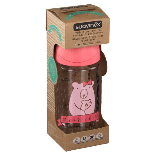 Biberon vidrio tetina fisiologica silicona bonhomia 1 unidad 240 ml talla m - bonhomia