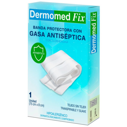 Dermomed fix banda protectora con gasa antiseptica 1 unidad 75 cm x 8 cm - banda protectora con gasa