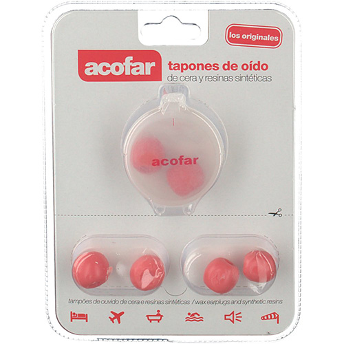 Tapones oidos cera y resinas sinteticas - acofarma (6 u)