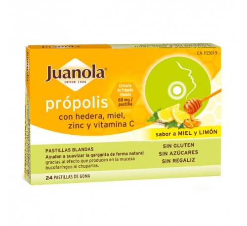 Juanola propolis hiedra pastillas miel limon (24 pastillas)
