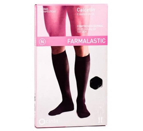 Calcetin (a-d) compresion normal farmalastic 2 unidades talla mediana color negro - farmalastic